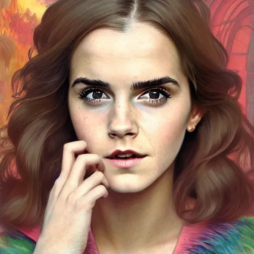 Prompt: meme when everyone uses #general!dream Very funny Emma Watson looking like an old monkey, colorful painting on grey scale face, powerful , magic, thunders, dramatic lighting, intricate, wild, highly detailed, digital painting, artstation, concept art, smooth, sharp focus, illustration, art by artgerm and greg rutkowski and alphonse mucha, footage