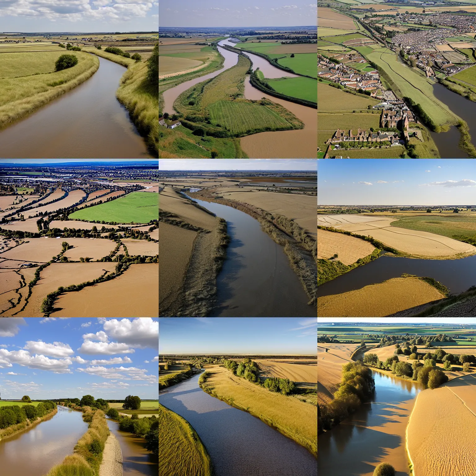 Prompt: the stour in canterbury as an arid sandy desert, summer, taken from the high street