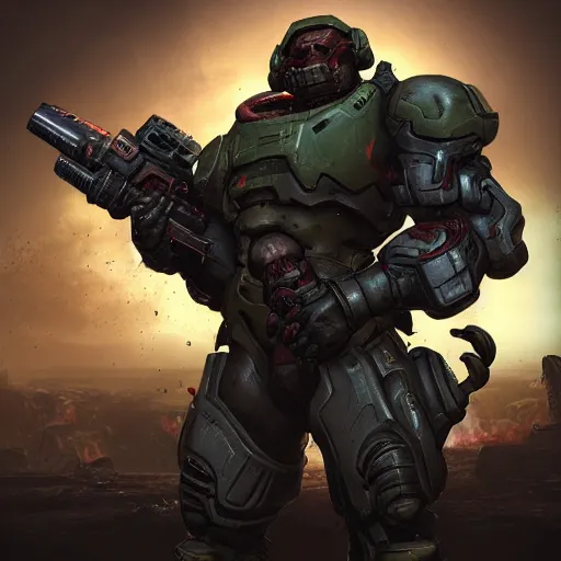 Image similar to doom slayer as american soldier, photography
