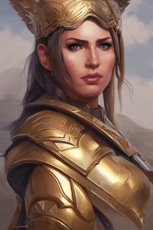 Image similar to amazon valkyrie athena, d & d, fantasy, portrait, highly detailed, headshot, digital painting, trending on artstation, concept art, sharp focus, illustration, art by artgerm and greg rutkowski and magali villeneuve