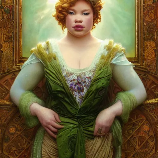 Prompt: Epic Masterpiece head and shoulders portrait of Miss Piggy drawn by Donato Giancola and Tom Bagshaw, Edmund Leighton, Alphonse Mucha, background by James Jean and Gustav Klimt, 4k, porcelain skin, volumetric lighting, komorebi, french nouveau, trending on artstation, octane render, hyperrealistic