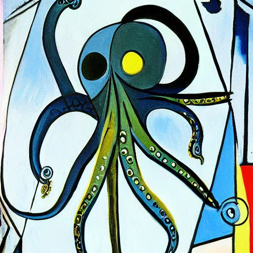 Prompt: picasso painting of octopus