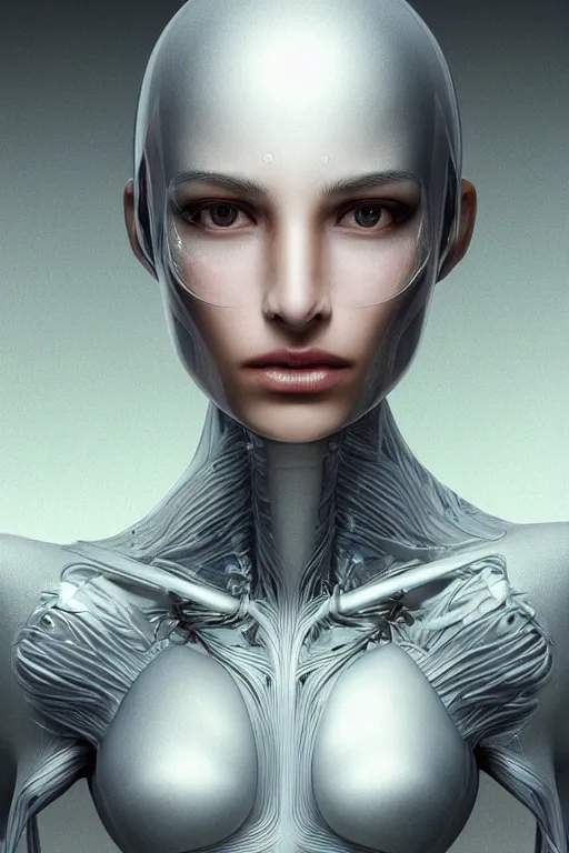 Image similar to biomedical design of an attractive serene android, natural background out of focus, cinematic lighting, intricate, elegant, super highly detailed, art station, concept art, smooth, sharp focus, no blur, no dof, extreme illustration, Photorealism, HD quality, 8k resolution, cinema 4d, 3D, beautiful, delicate, art by artgerm and greg rutkowski and alphonse mucha and loish and WLOP