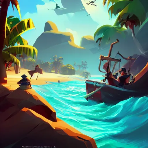 Image similar to painting treasure on sea of thieves game smooth median photoshop filter cutout vector, behance hd by jesper ejsing, by rhads, makoto shinkai and lois van baarle, ilya kuvshinov, rossdraws global illumination