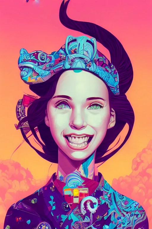 Image similar to a girl smiling cute, Tristan Eaton, victo ngai, artgerm, RHADS, ross draws