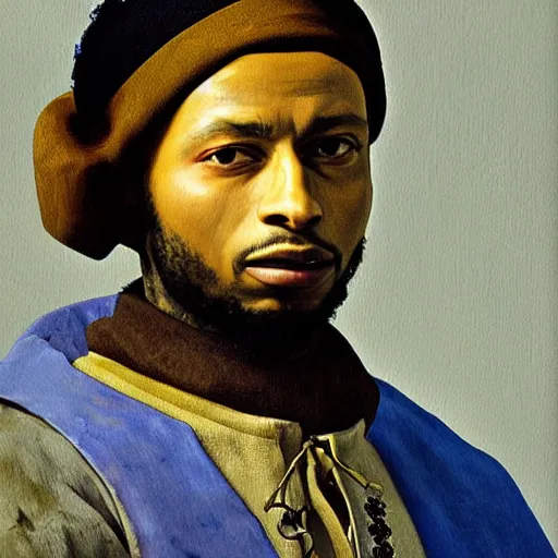 Image similar to a painting of 2 1 savage in knights armor by vermeer