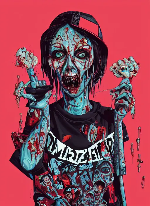 Image similar to zombie full body hiphop streetwear drip, tristan eaton, victo ngai, artgerm, rhads, ross draws