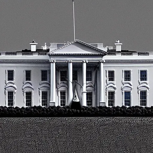 Image similar to white house in the style of the movie 1 9 8 4 designed by h. r. giger