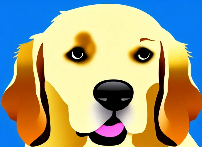 Image similar to golden retriever, white background, cartoon, high detail, no cut off