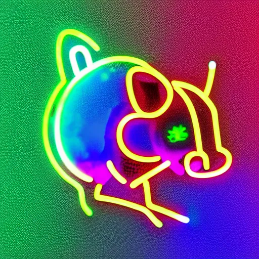 Image similar to cyberpunk hamster made of glowing rainbow neon lights, 8 k, hd, logo