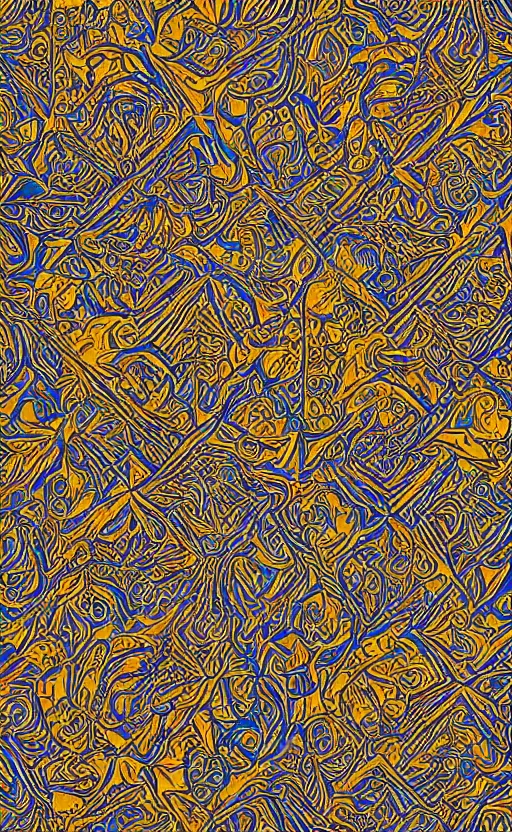 Image similar to intricate geometrical futurists ornamental pattern rapport, beautiful metallic accents, elegant, pattern, full page illustration, oil on canvas, 8k