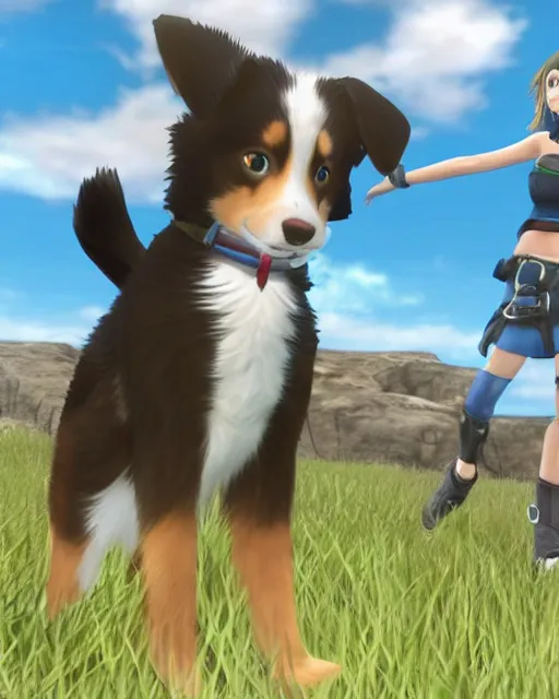 Image similar to australian shepherd with mio in xenoblade chronicles