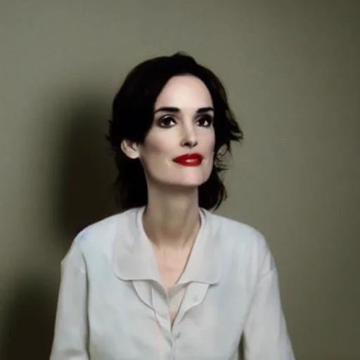 Prompt: portrait of Winona Ryder, photograph of a computer screenshot