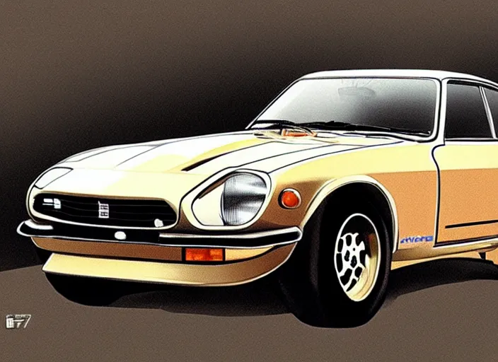 Image similar to a datsun 2 4 0 z in the art style of friedrich, caspar david