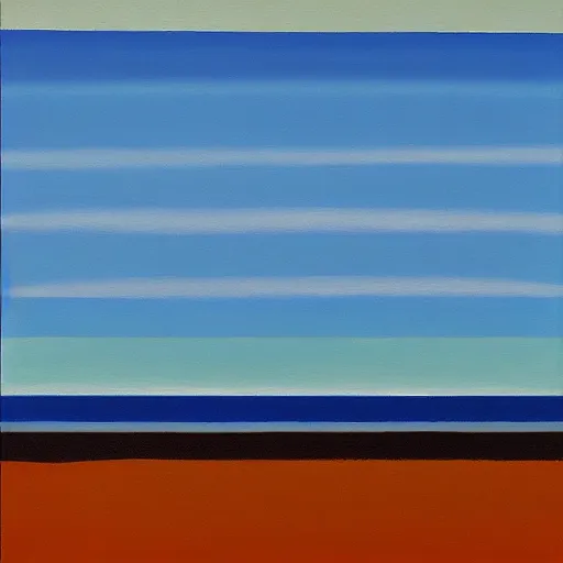 Image similar to a painting of a beach with a blue sky in the background, an abstract painting by sean scully, behance, precisionism, matte drawing, oil on canvas, painterly