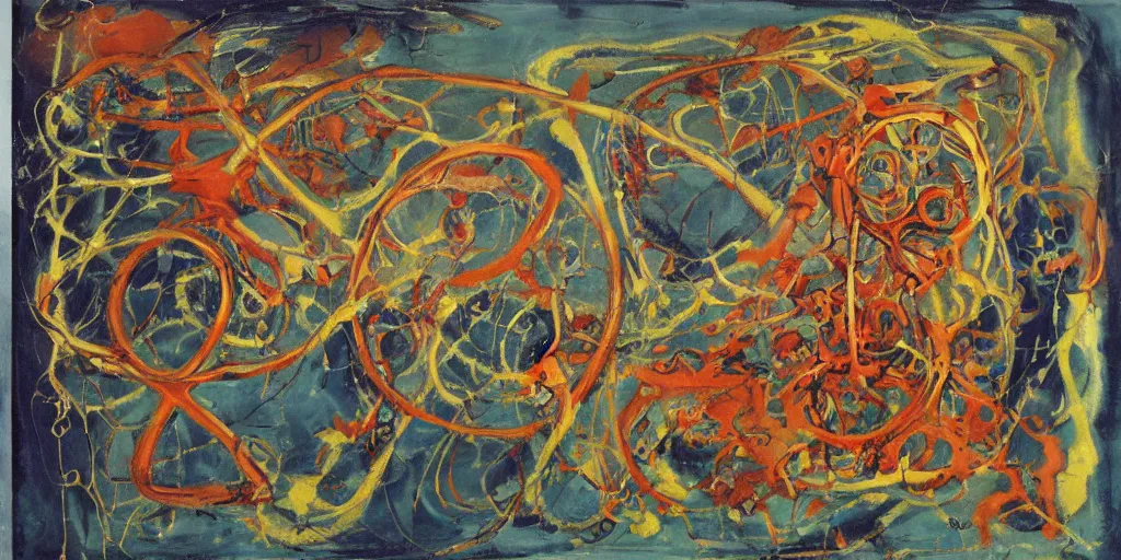 Image similar to biomechanical talisman of calm eleusian mysteries, cults, mysticism, orphic by maggi mcdonald, jackson pollock, mark rothko, sabina klein