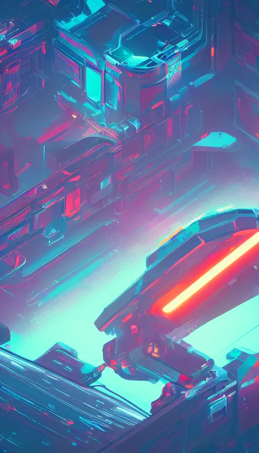 Prompt: box, neon lights, spaceships, sharp focus, james gilleard, moebius, print, cinematic, surreal, game art