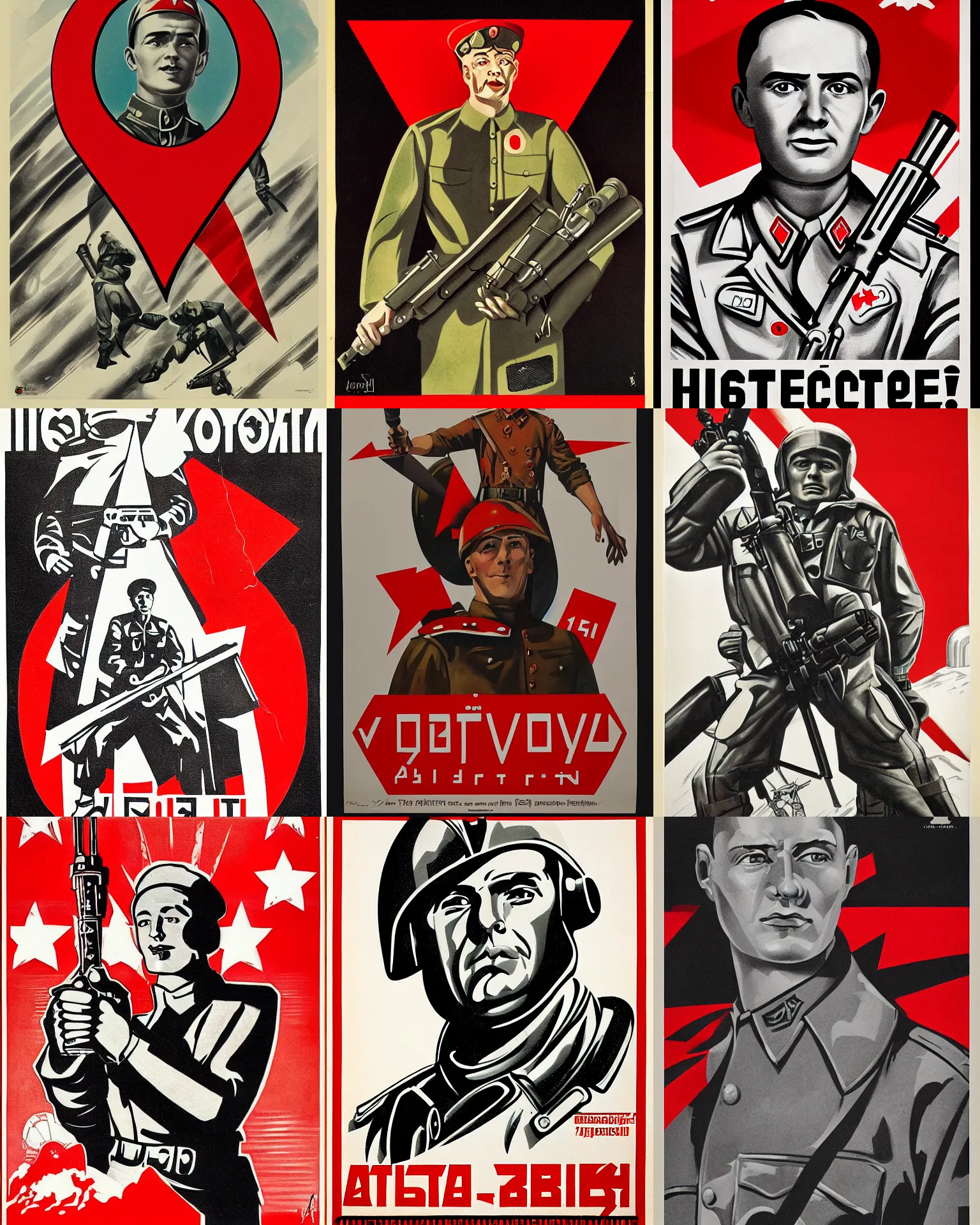Prompt: 1 9 3 6 soviet propaganda poster soldier portrait depicting the victory against the aliens, high detail, artstation, angular, red black and white, by mikhail baljasnij