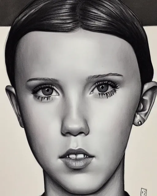 Prompt: pencil portrait of millie bobby brown