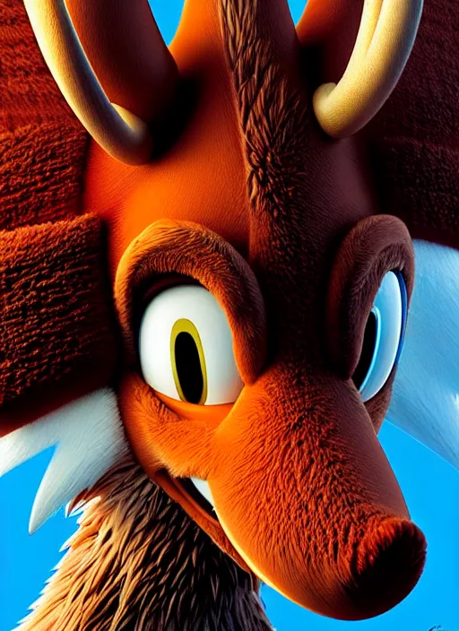 Image similar to highly detailed closeup of a wacky moose character, from sonic the hedgehog, sonic video game series by greg rutkowski, character concept art