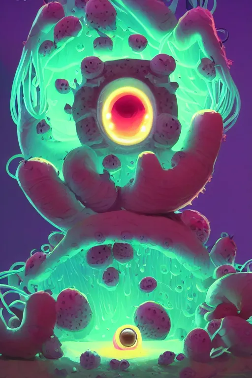 Image similar to roots cactus sushi cristal smurf ghost creature animal sushi cristal very big eye roots cactus elemental flush of force nature micro world fluo fishscale, behance hd by jesper ejsing, by rhads, makoto shinkai and lois van baarle, ilya kuvshinov, rossdraws radiating a glowing aura global illumination ray tracing hdr