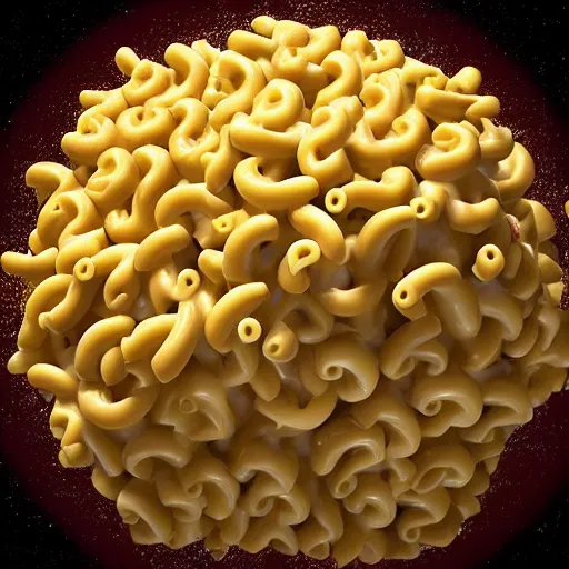 Prompt: planet earth covered with a pile of mac and cheese, artstation, 4k