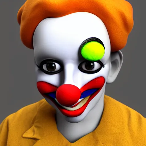 Image similar to poorly rendered 3 d clown