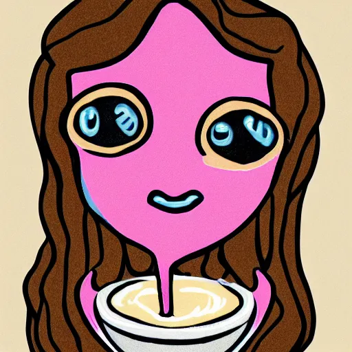 Prompt: milkshake with a face, drawing