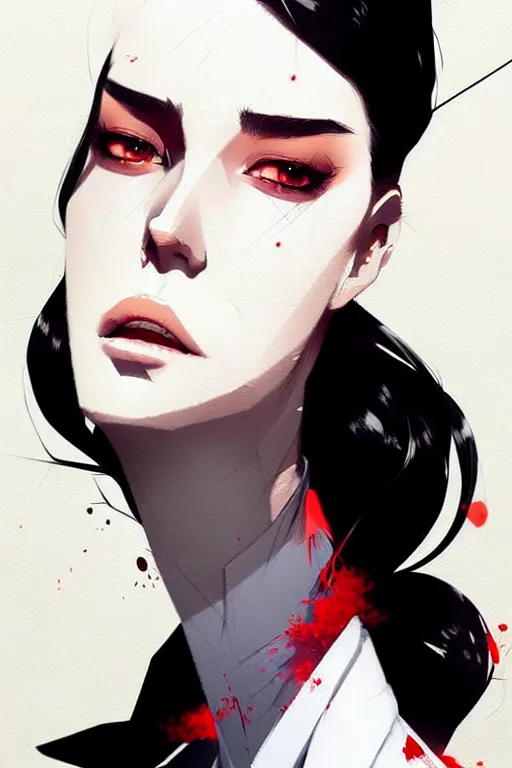 Image similar to a ultradetailed beautiful panting of a stylish woman, she is wearing a white shirt with a tie and black pants, by conrad roset, greg rutkowski and makoto shinkai trending on artstation