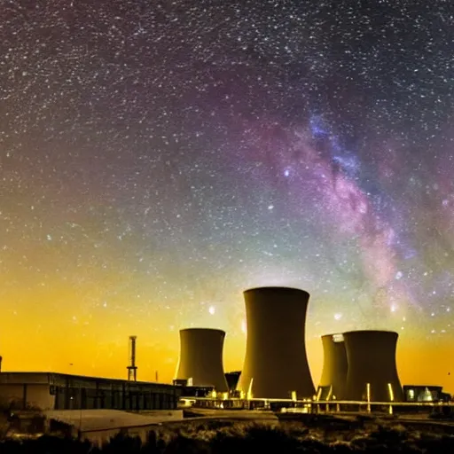 Image similar to The Milky Way over a nuclear power plant