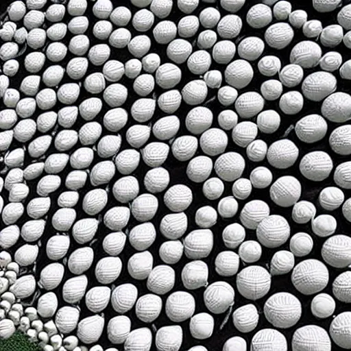 Image similar to beautiful tidal wave constructed of baseballs, by pixar