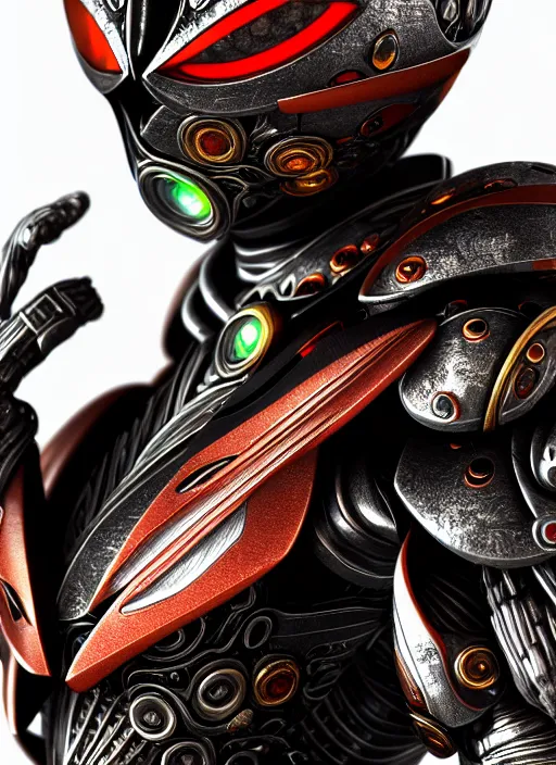 Image similar to japan kamen rider with oval eyeballs, intricate detail, royo, whealan, giger, klimt, hd, octane render, unreal engine,