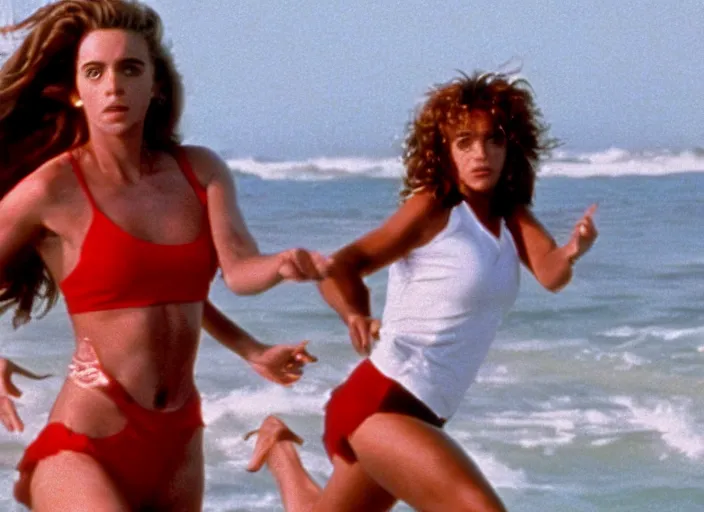 Image similar to a film still of hermione in baywatch 1 9 8 9