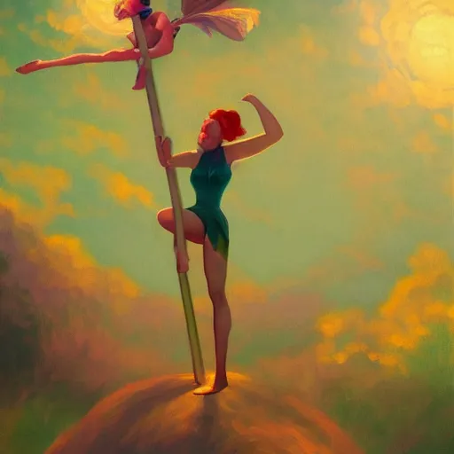 Prompt: poledancing fairie, cinematic lighting, soft bokeh, fantasy, modern, colourful, highly detailed, digital painting, artstation, deviantart, concept art, sharp focus, illustration, by Edward Hopper and Rene Magritte and Alphonse Mucha