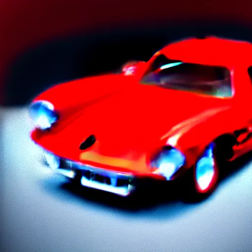 Prompt: Corvette C2 1969, red paint, in a blank studio room. The car is on a perfectly flat floor. Camera view on the car is at 0 degree, facing the front.