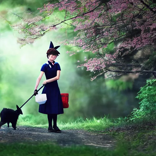 Prompt: kiki's delivery service real life photograph, 4k, high detail