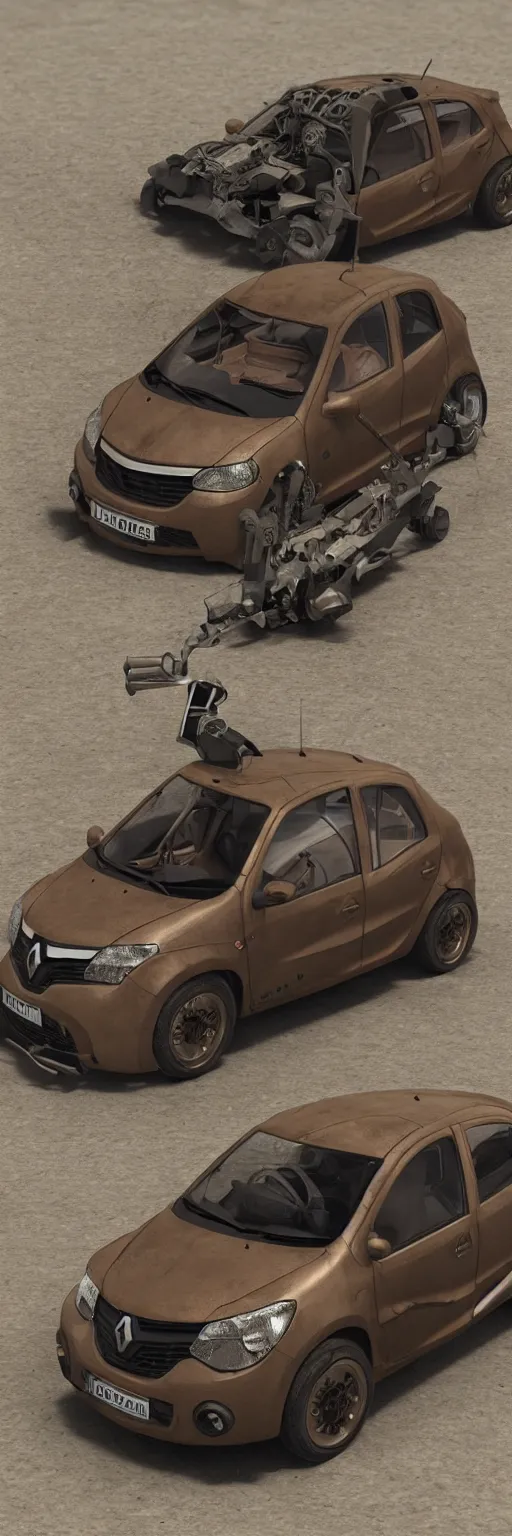 Image similar to octane render of steampunk version of Renault sandero from 1700th