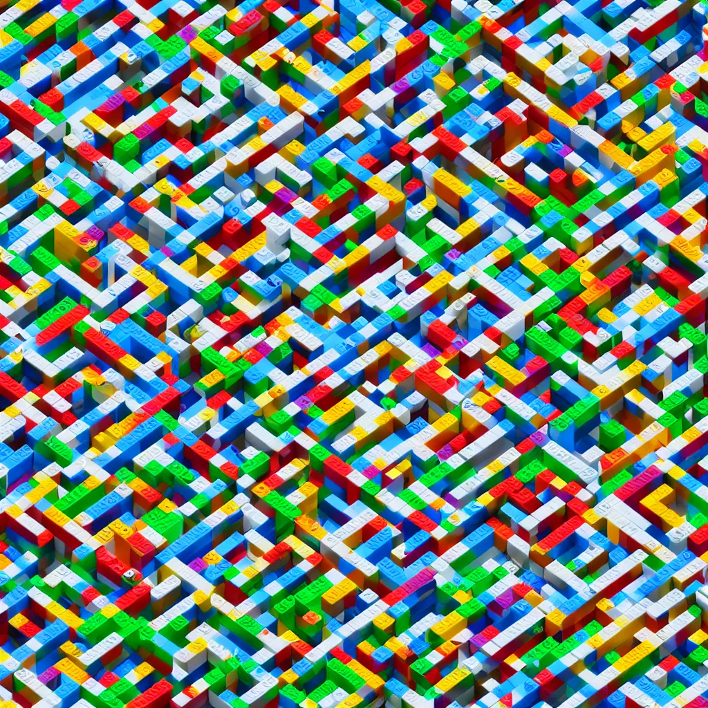 Image similar to wimmelbilder maze made of lego, isometric, octane render, unreal engine