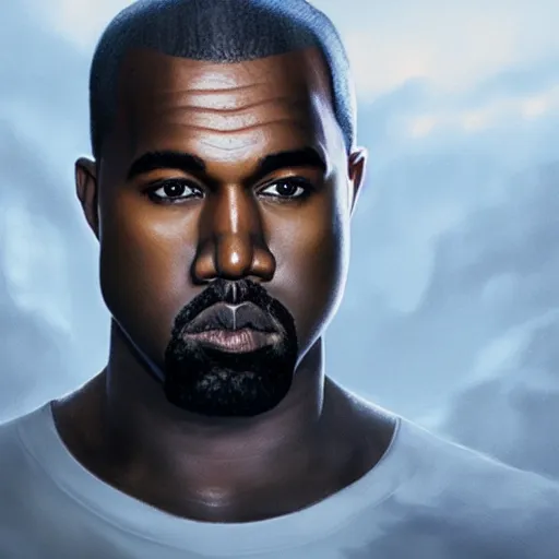 Image similar to Portrait of Kanye West as Homelander, amazing splashscreen artwork, splash art, head slightly tilted, natural light, elegant, intricate, fantasy, atmospheric lighting, cinematic, matte painting, by Greg rutkowski