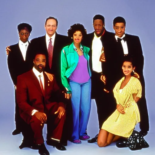 Image similar to the cast of the fresh prince of bel - air 1 9 9 0, publicity photo