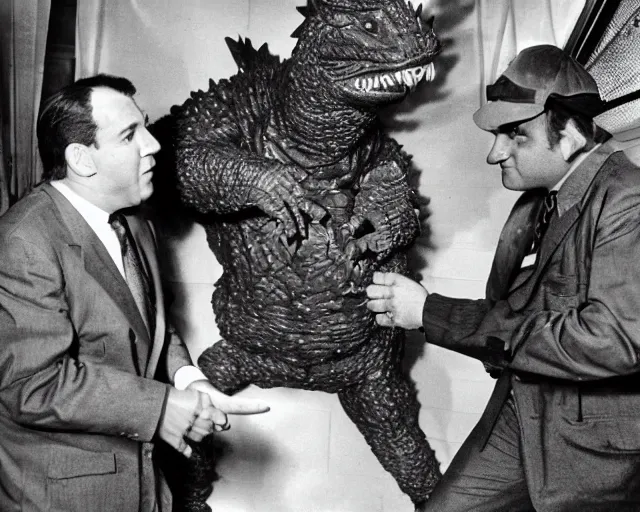 Image similar to Abbott and Costello meet Godzilla