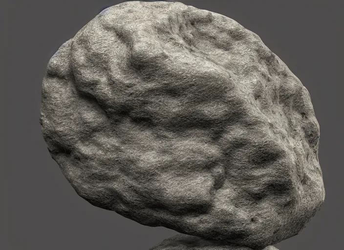 Image similar to a sculpture of a rock, an abstract sculpture by richard benning, featured on polycount, new sculpture, physically based rendering, sketchfab, zbrush