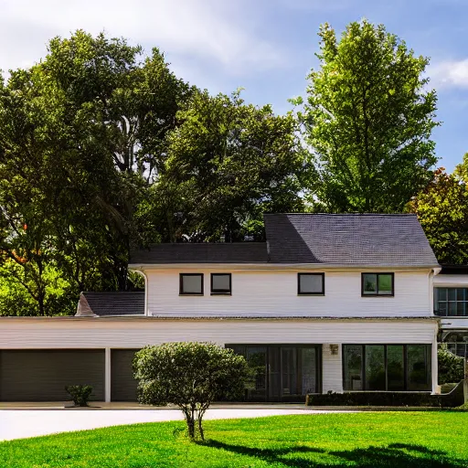 Image similar to a suburban house under a fake sky,