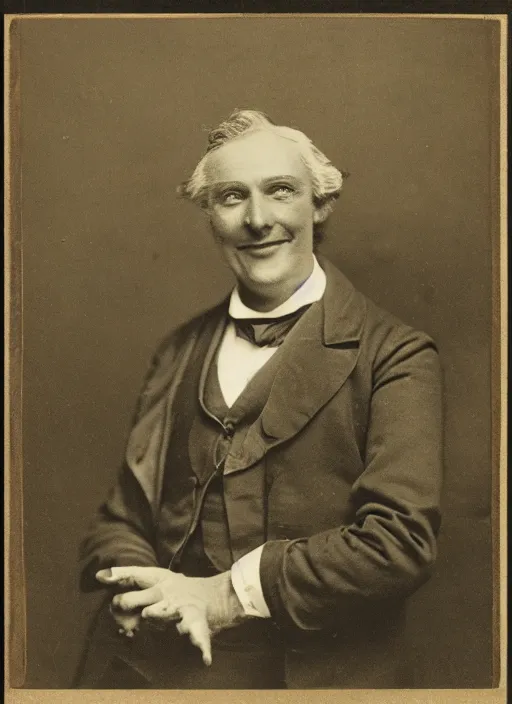 Prompt: portrait of a happy victorian politician, smiling, male, victorian, detailed face, highly detailed, cinematic lighting, photograph by elliott & fry