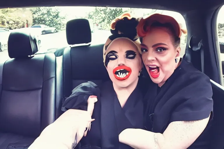 Image similar to lady gaga and judy garland carpool karaoke