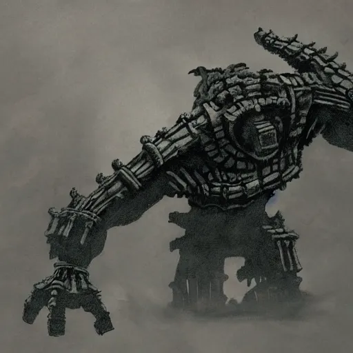 Image similar to shadow of the colossus, concept art, detailed, 2 0 0 4, spider