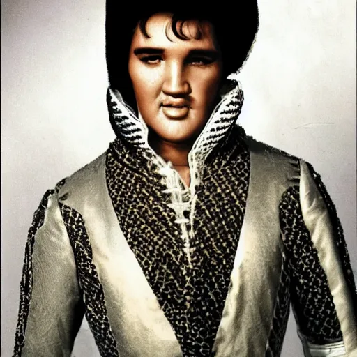 Image similar to color photo of elvis wearing tudor elizabethan clothes