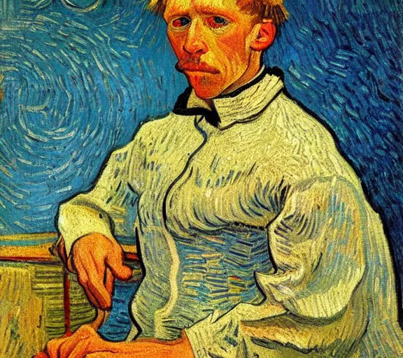 Image similar to portrait of tom odell as a servant maid by vincent van gogh