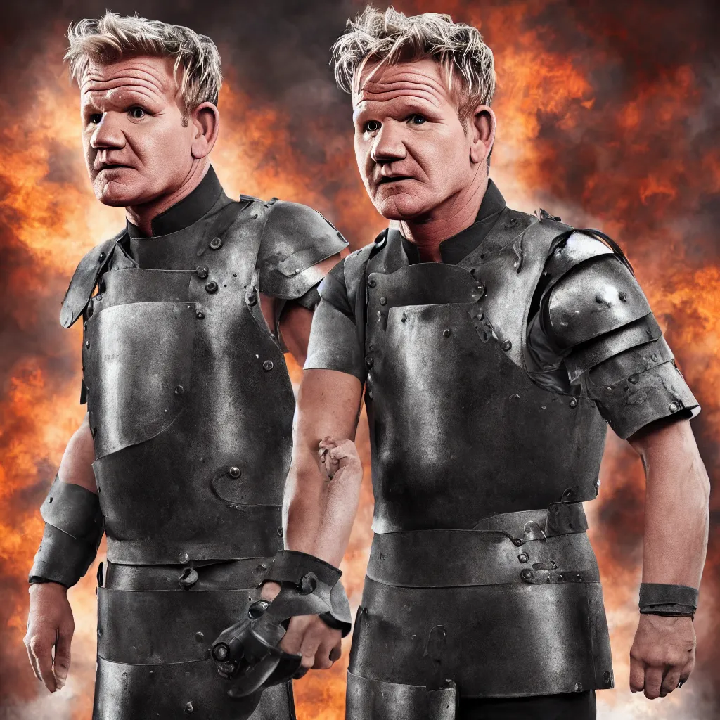 Image similar to gordon ramsay wearing combat armor, soviet russia, very detailed, realistic, 4 k