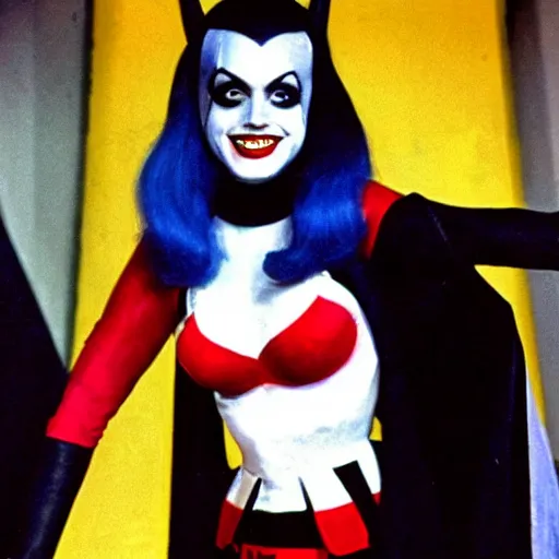 Image similar to harley quinn in 1 9 6 6 batman show